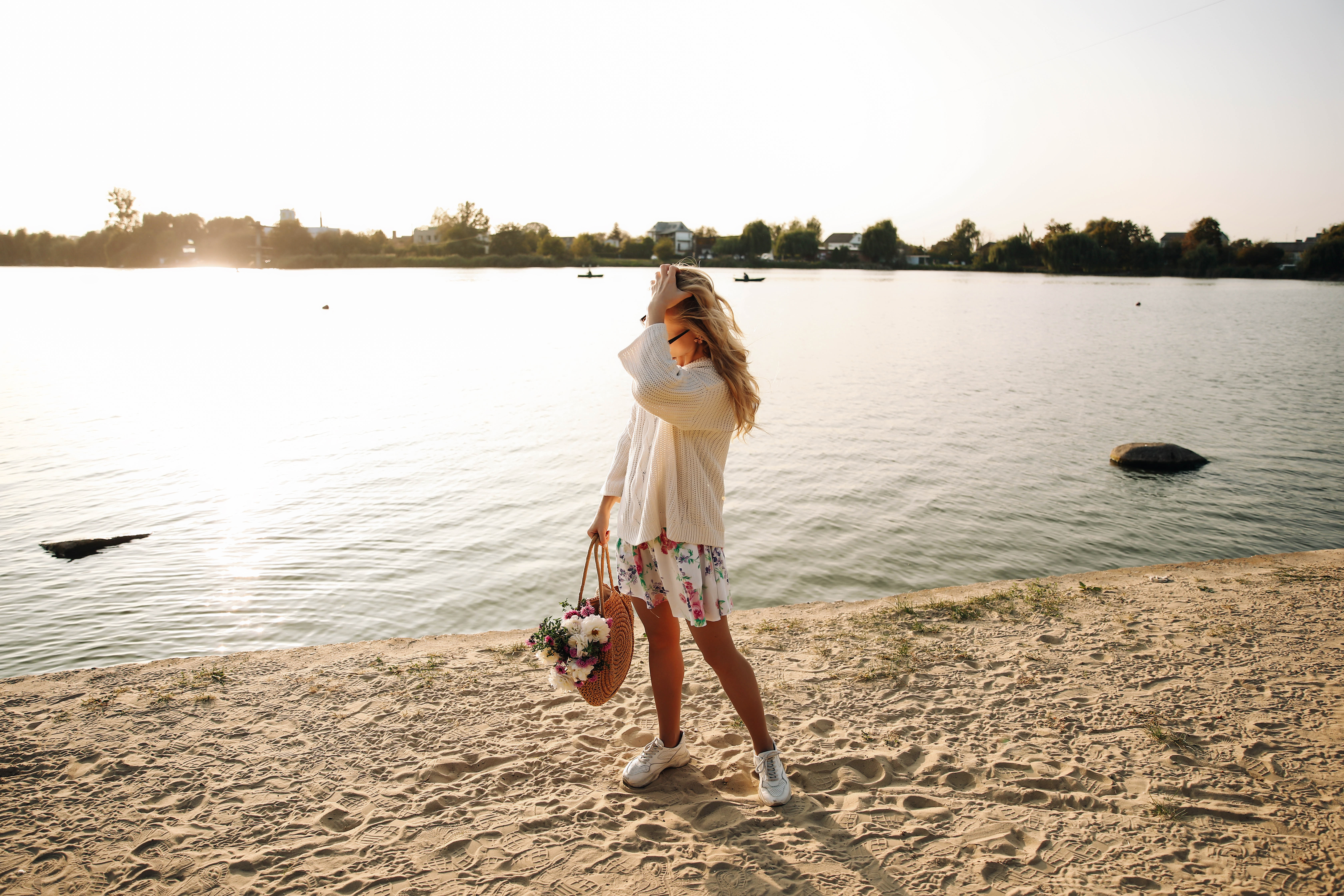 Woman on a beach walk.
