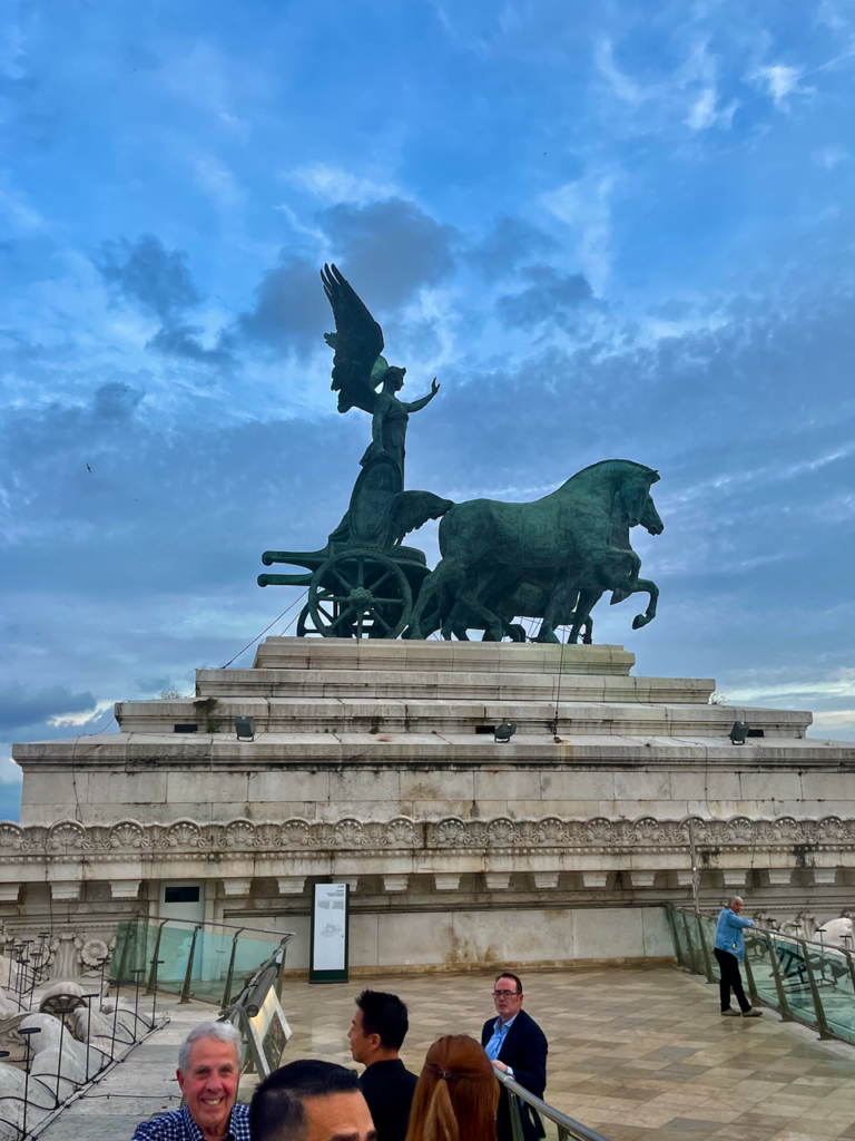 View of the statue at the top of Vittoriano.